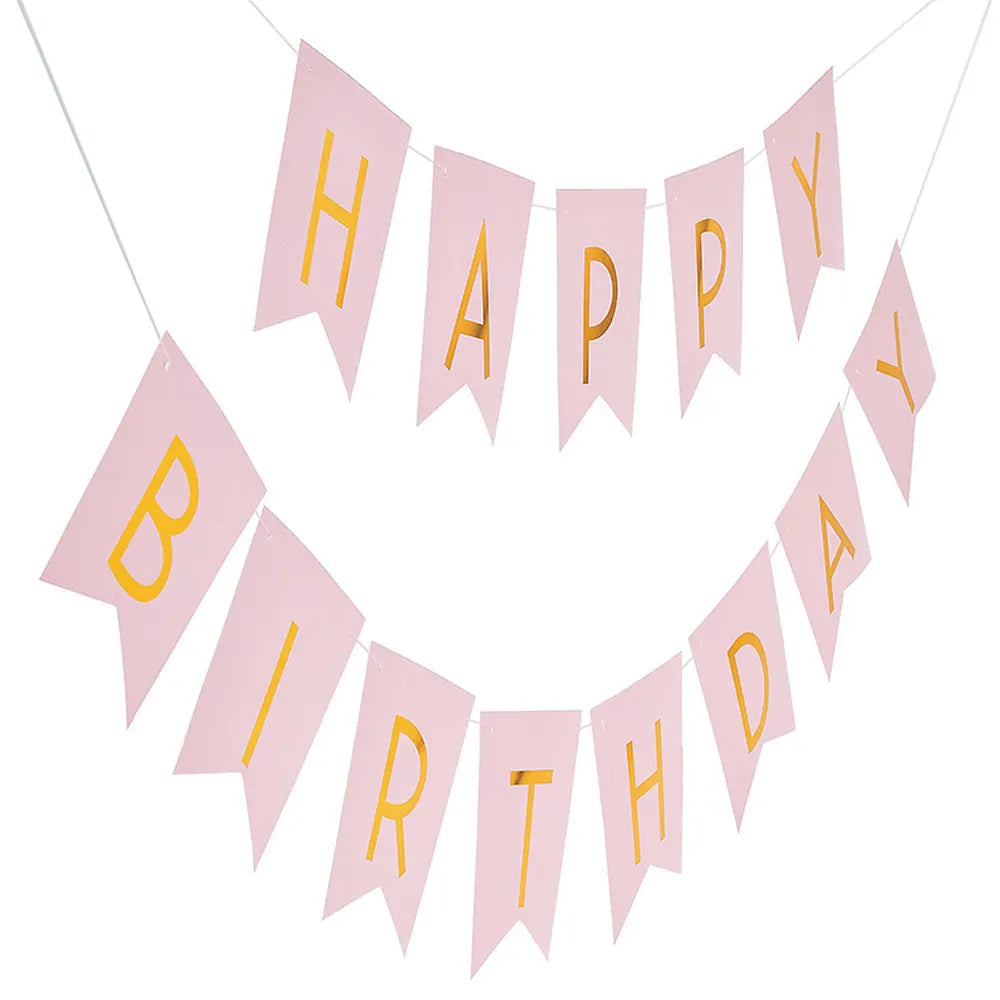 Happy Birthday Banner – Light Pink