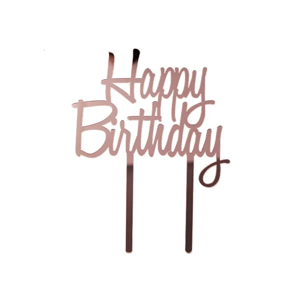Cake Topper Happy Birthday - Bronze