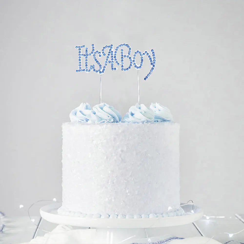 It's a Boy Metal and Rhinestone Cake Topper – Blue