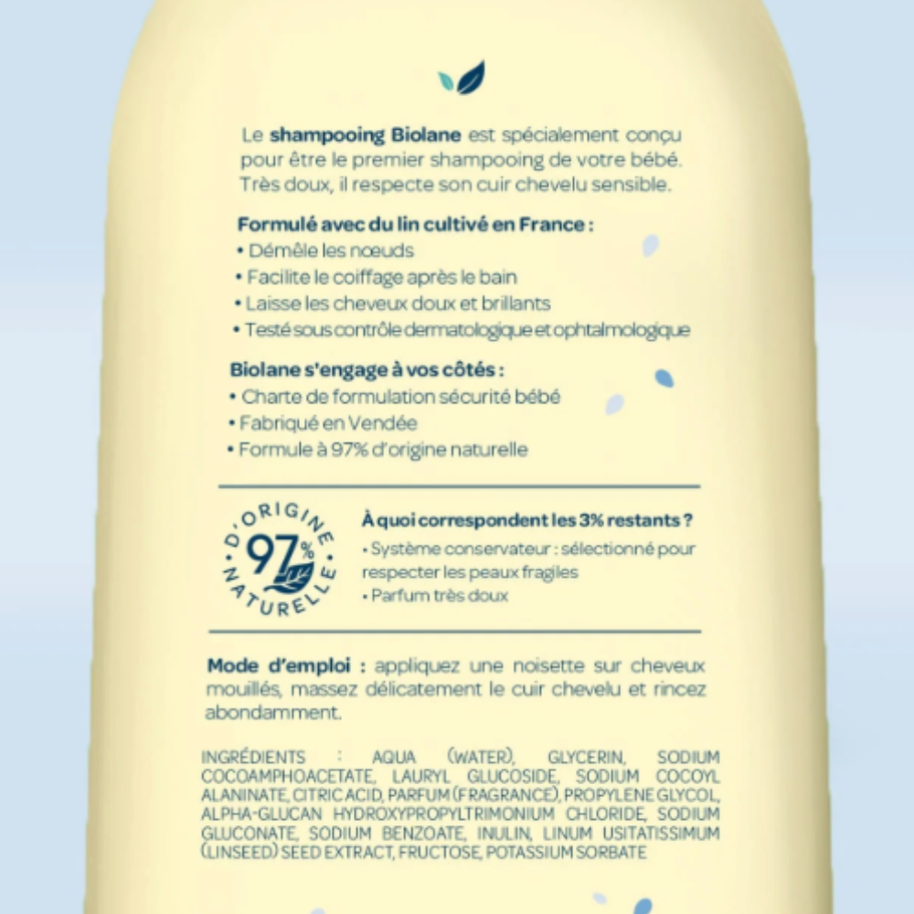 Biolane Shampooing Doux au Lin pour Bébé - 350ml