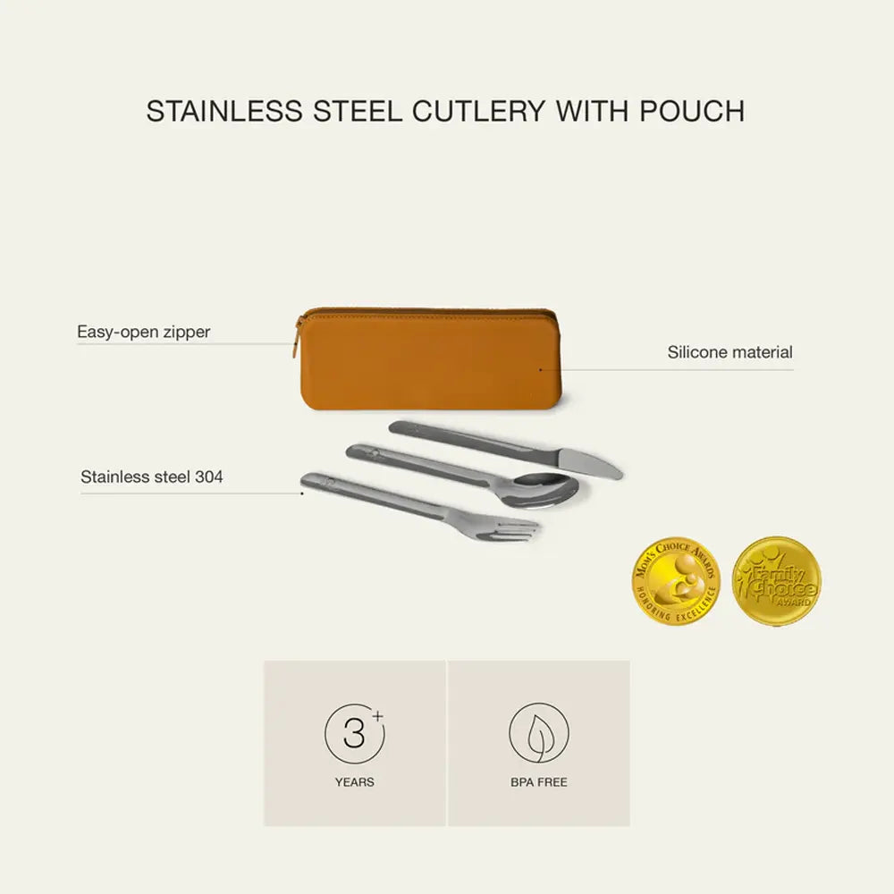 Citron Stainless Steel Cutlery Set with Pouch – Caramel