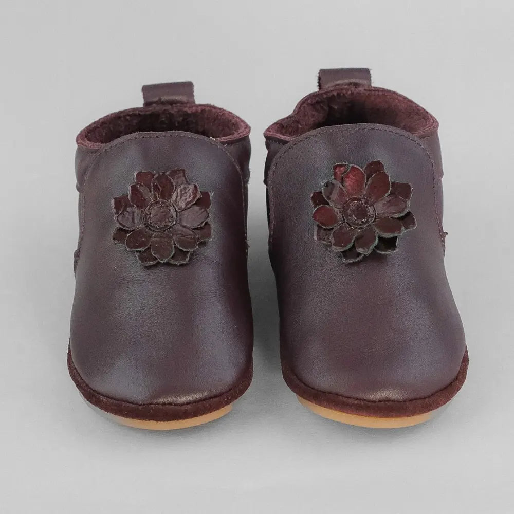 Cuteshez Baby Leather Slippers – Bordeaux Flower
