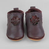 Cuteshez Baby Leather Slippers – Bordeaux Flower
