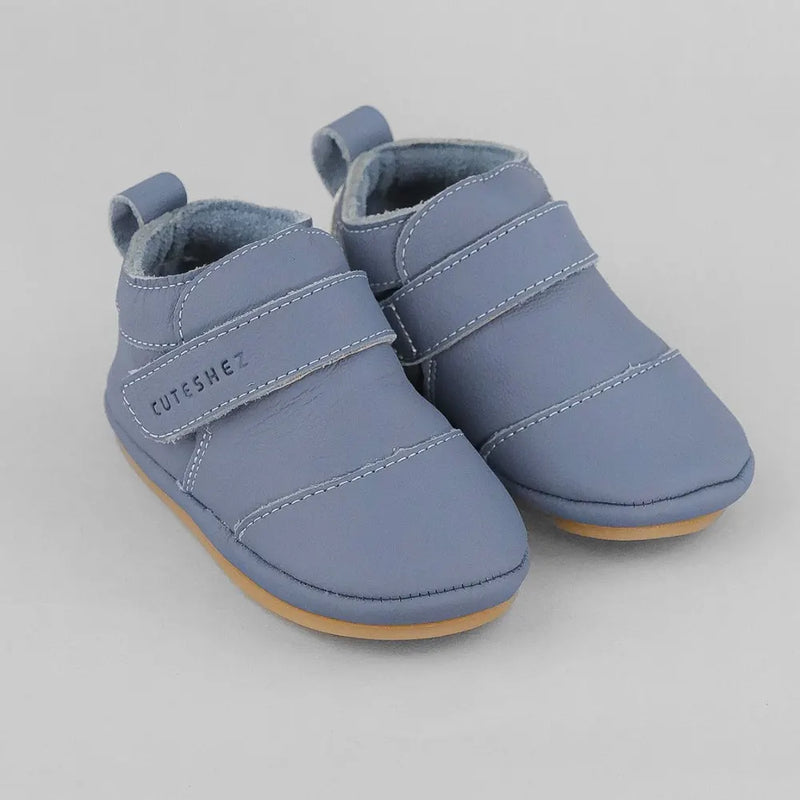 Cuteshez Chaussons Bébé Cuir Modèle GO – Bleu