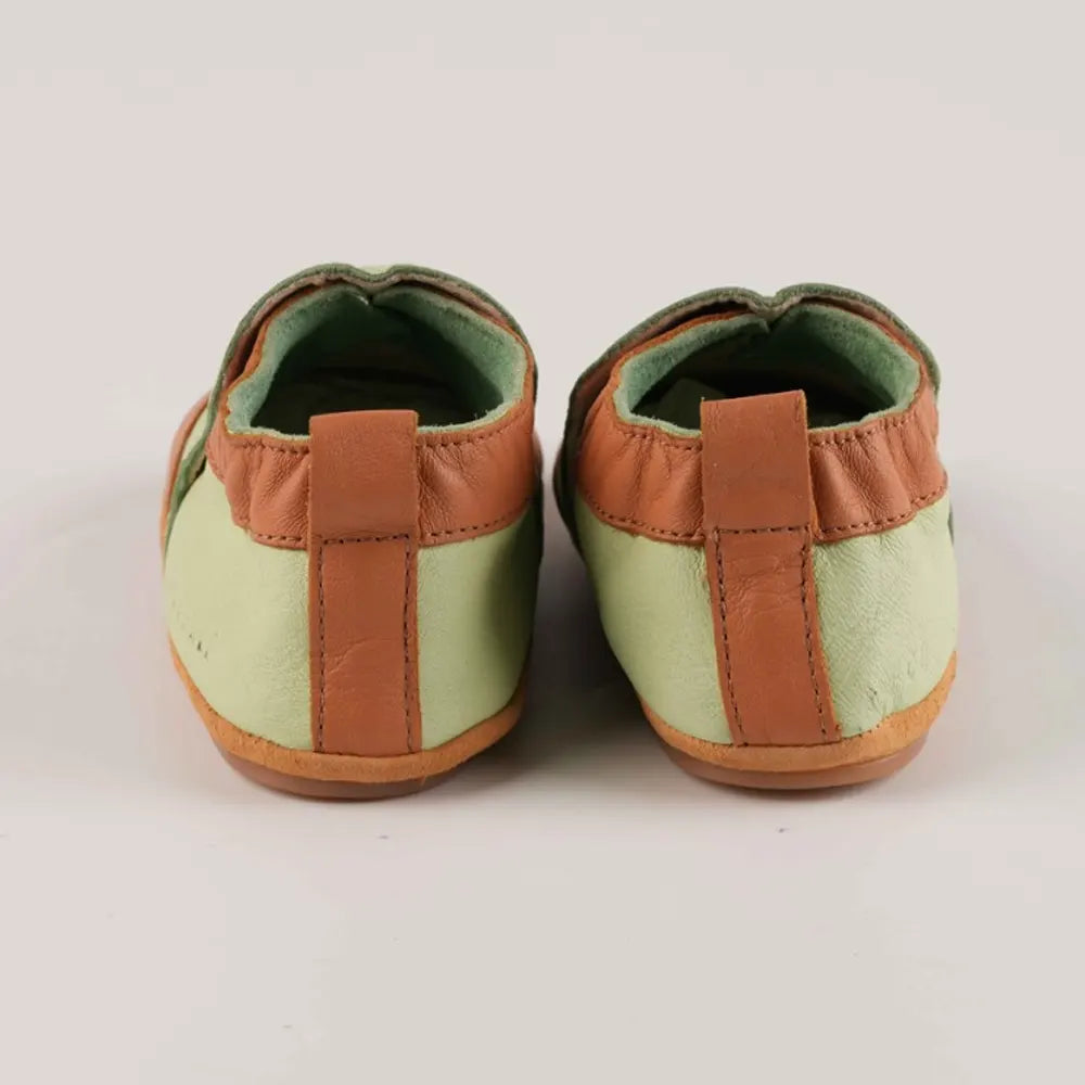 Cuteshez Leather Baby Slippers – Green Palm Tree