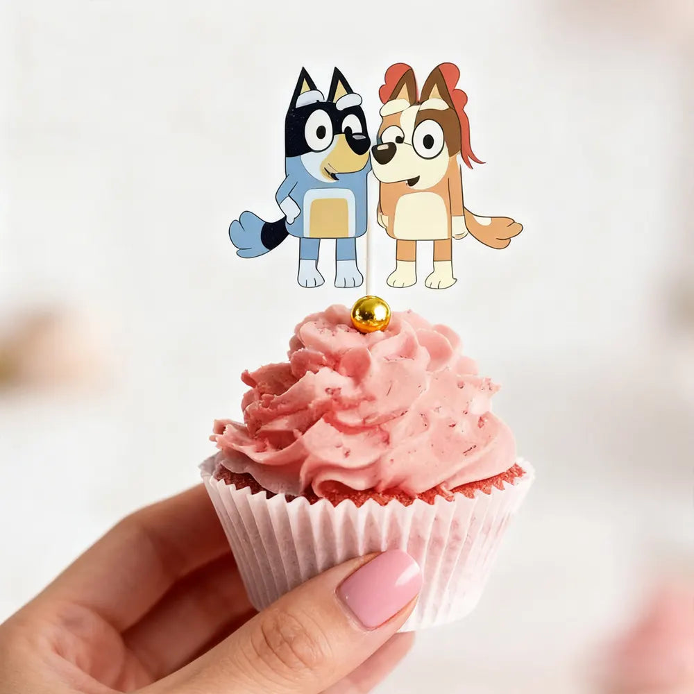 Bluey Pink Cake Decorations – 24 Pieces