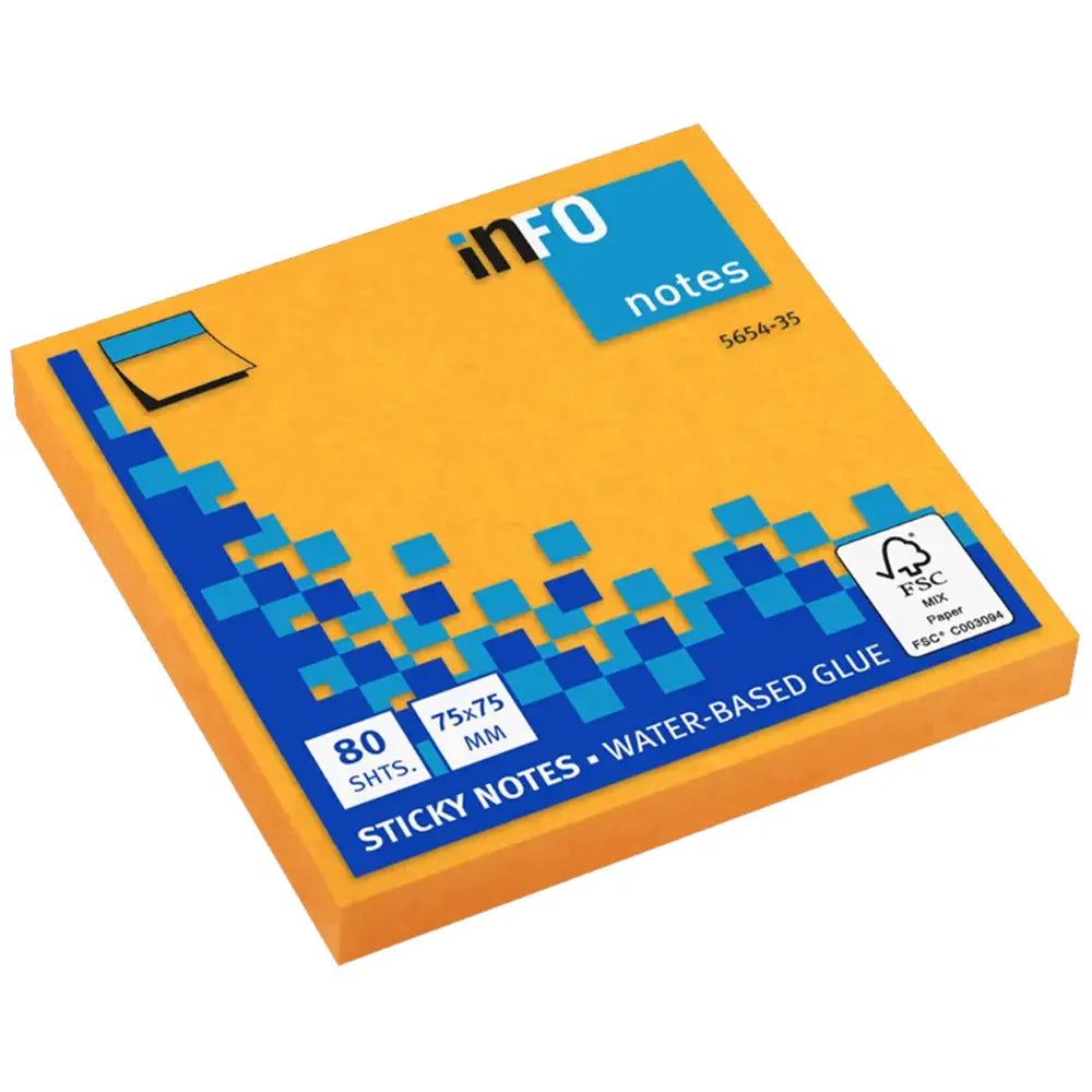 Info Notes Square Sticky Notes 75x75 mm - Orange