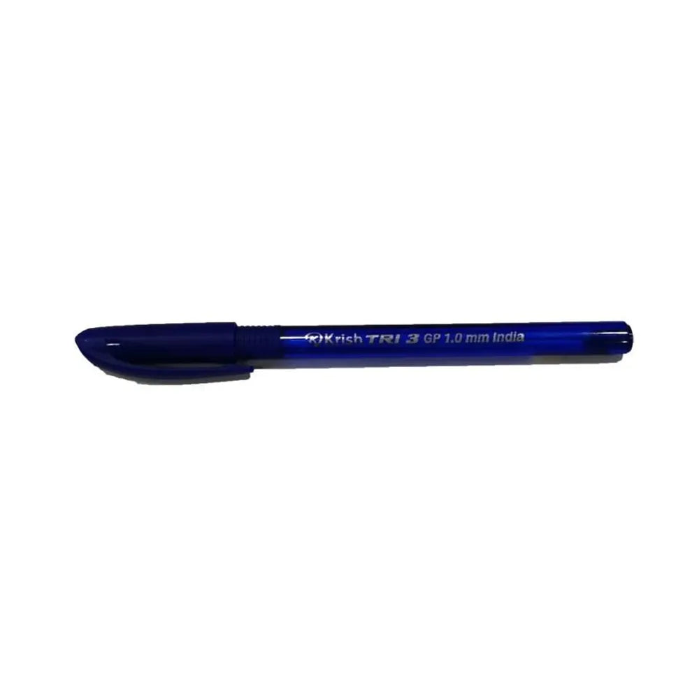 Krish Boîte de 50 Stylos à bille Tri-3, 1,00 mm - Bleu