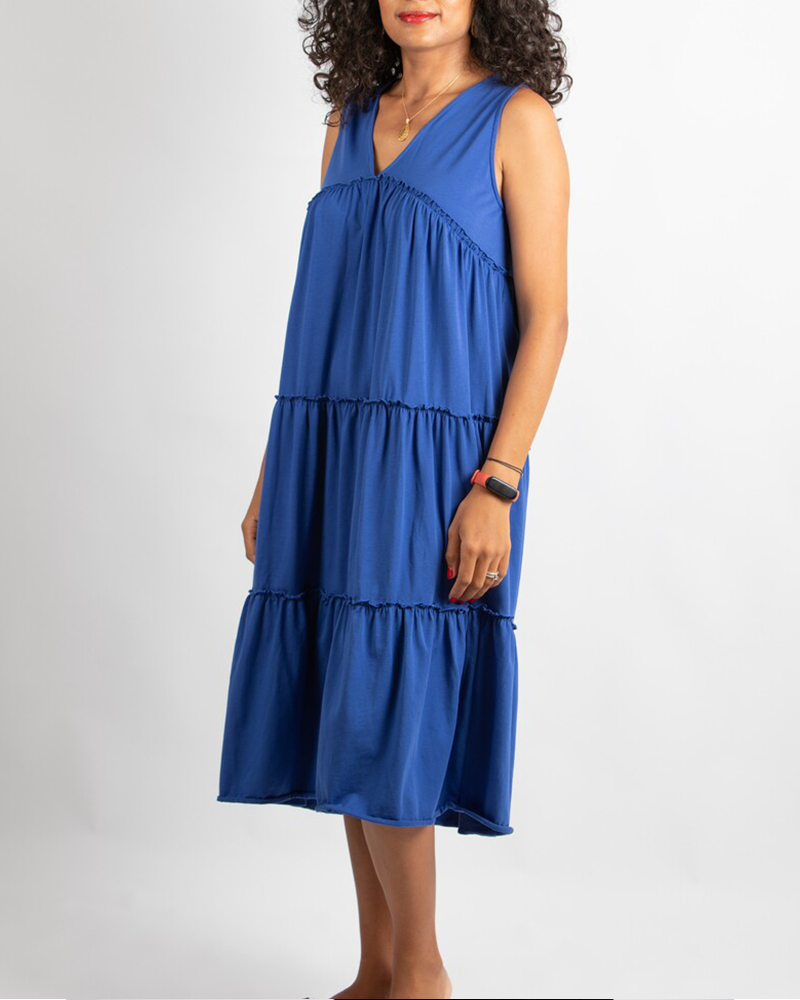 Citrouille Robe De Grossesse Sans Manches - Bleu Azur