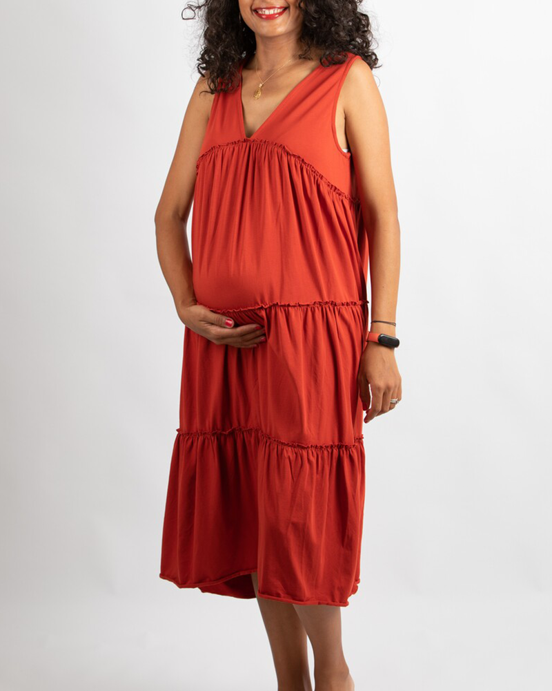 Citrouille Robe De Grossesse Sans Manches - Terracotta