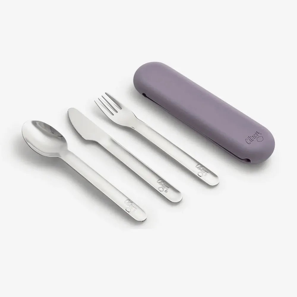 Citron Cutlery Set with Silicone Case – Purple