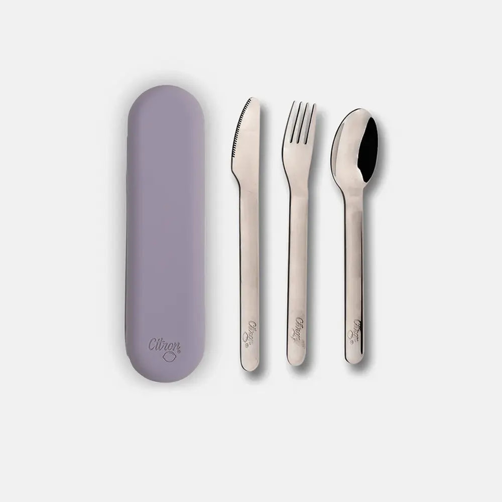 Citron Cutlery Set with Silicone Case – Purple