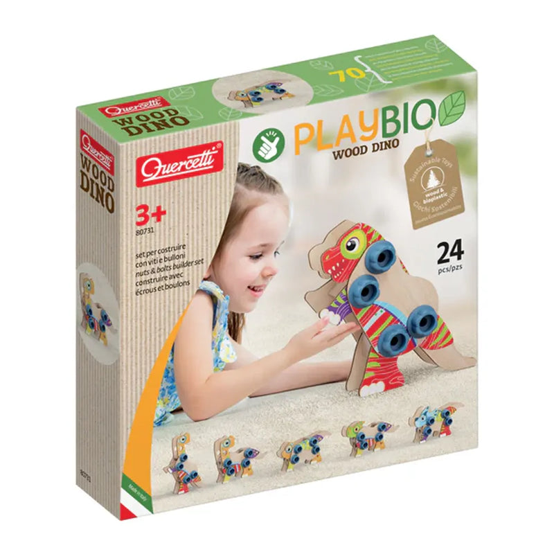 Quercetti Jeu de Construction en Bois Assemblage Dinosaure - 3A+