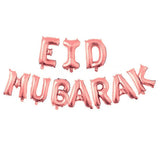 لافتة عيد مبارك من الألومنيوم 10 قطع – ذهبي وردي