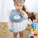 YUMMY Bavoir Chat en Silicone avec Poche 9M+ - Gris