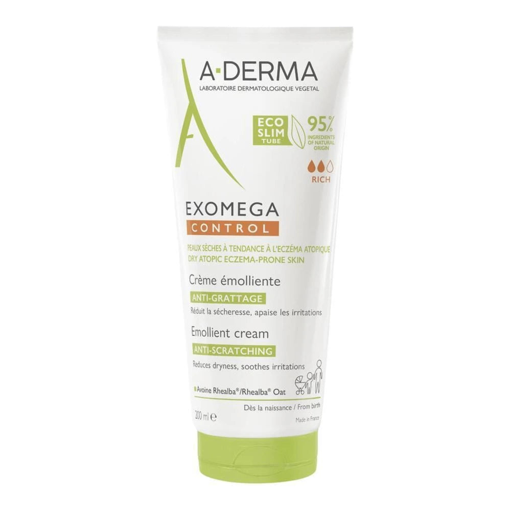 A-Derma Exomega Control Crème émolliente 200 ml – tube de crème pour peaux atopiques