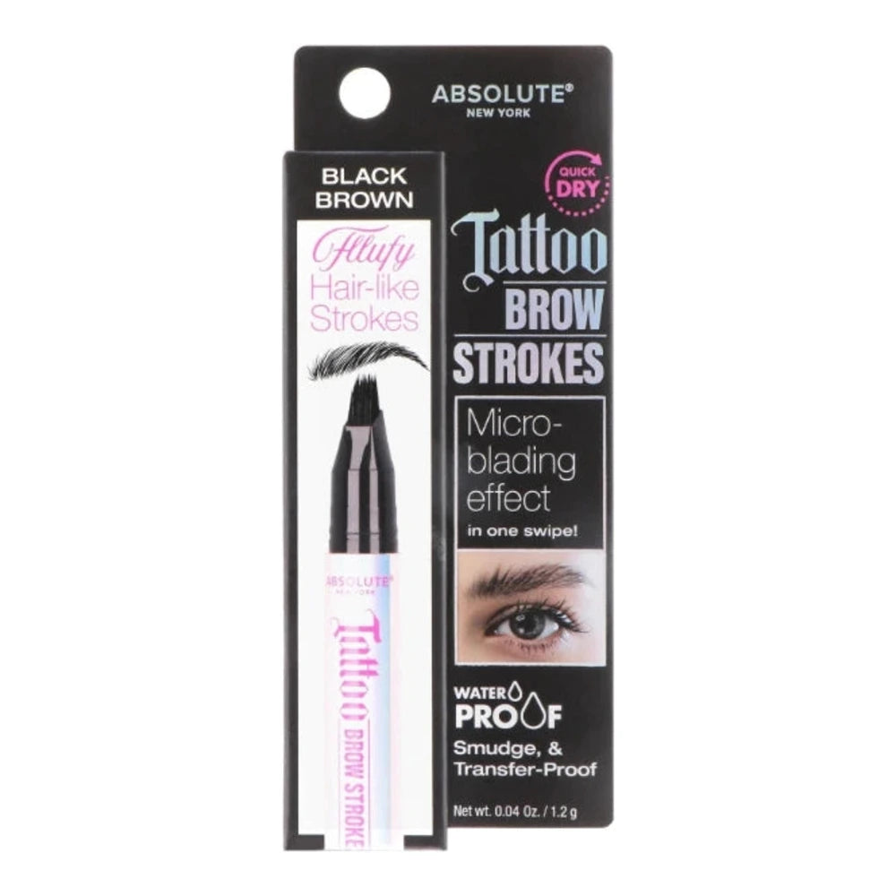 Absolute New York Tattoo Brow Strokes Black Brown dans son emballage
