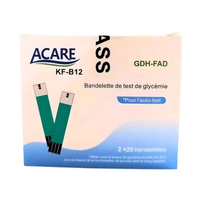 Acare شرائط قياس السكر 2 × 25 شريطة