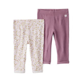 Lot de 2 Leggings Côtelés en Coton Bio Bébé Fille Little Planet - Fleurs Lilas