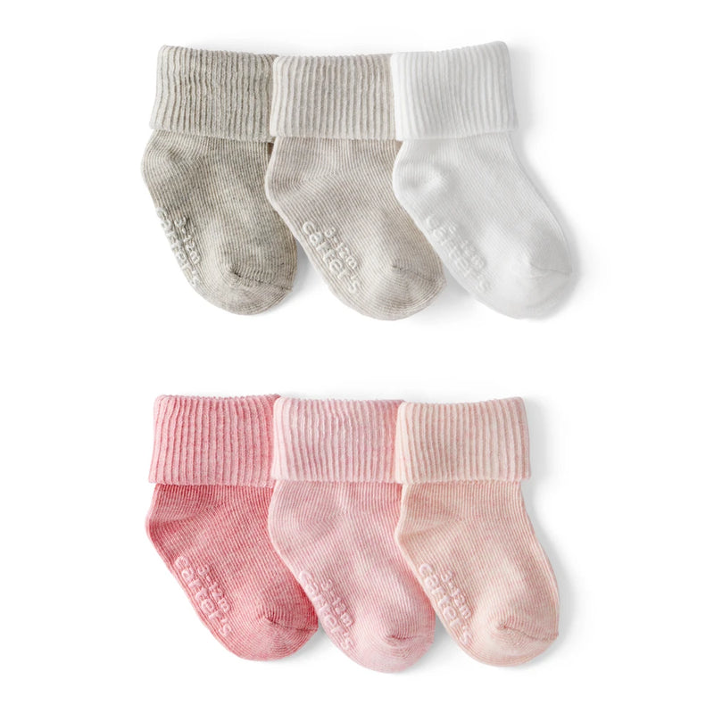 Lot de 6 Paires de Socquettes à Revers Bébé Fille Carter's - Rose & Blanc