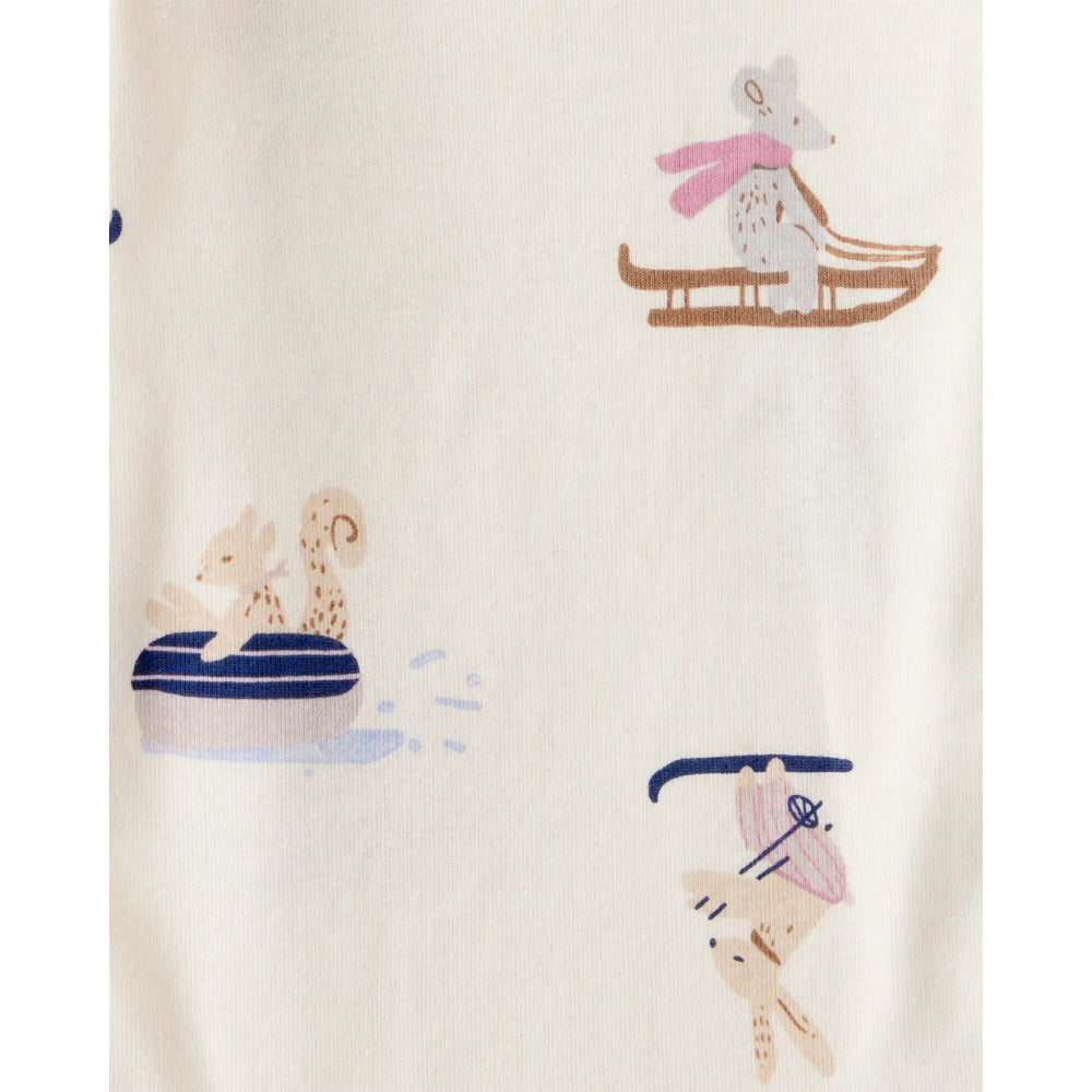 Lot de 4 Bodies à Manches Longues Ours Polaire au Ski Bébé Fille Carter's - Blanc Mauve & Bleu