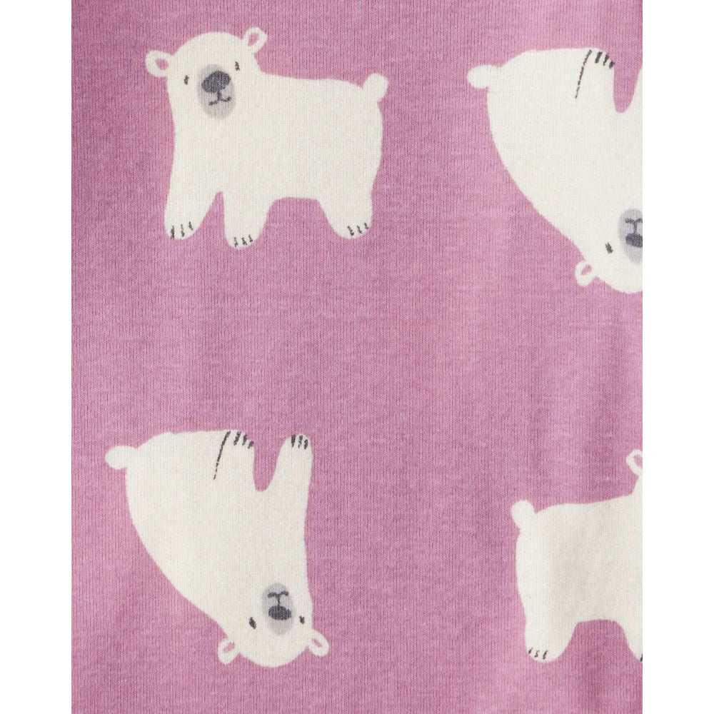 Lot de 4 Bodies à Manches Longues Ours Polaire au Ski Bébé Fille Carter's - Blanc Mauve & Bleu