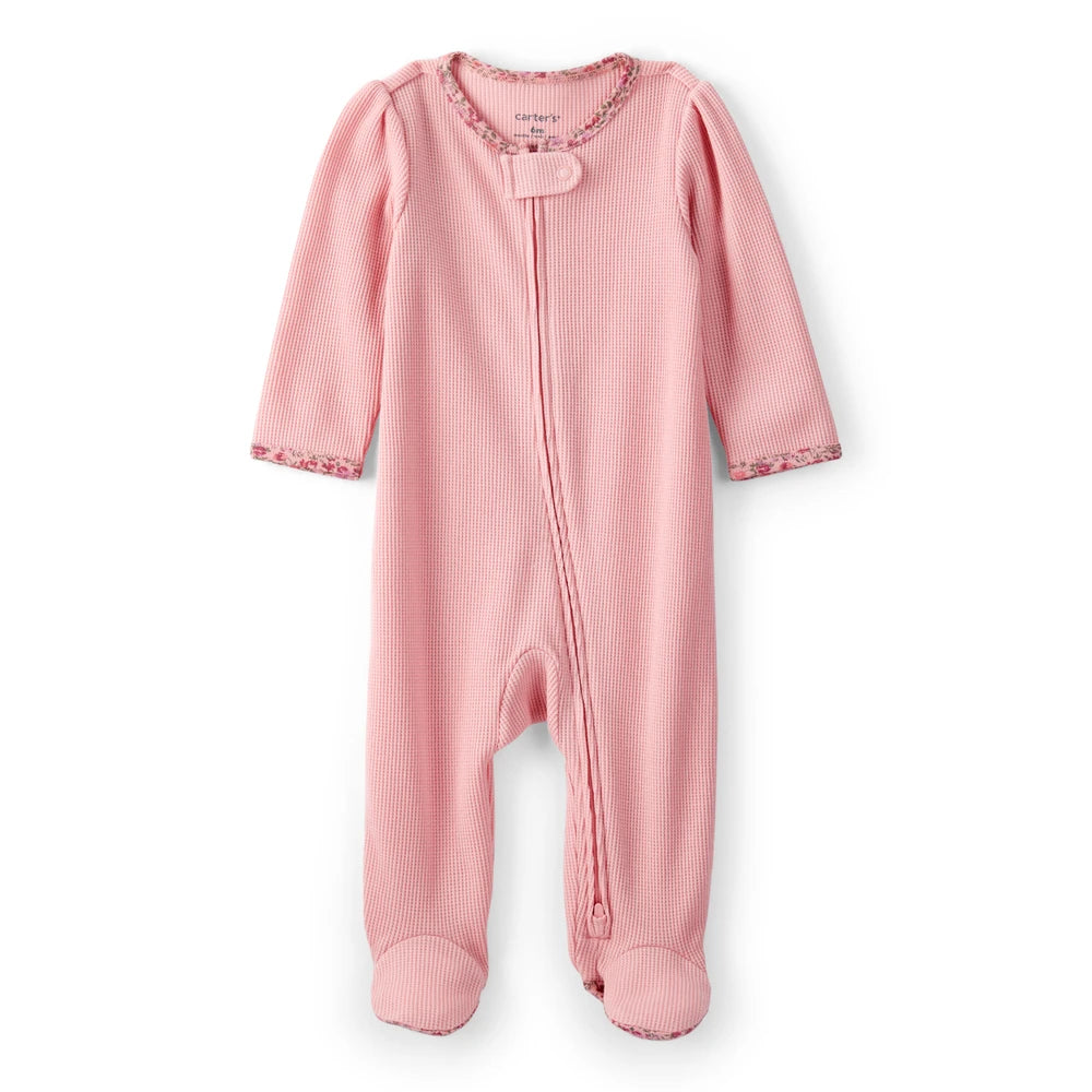 Grenouillère Texturée Bordure Fleurie Bébé Fille Carter's - Rose