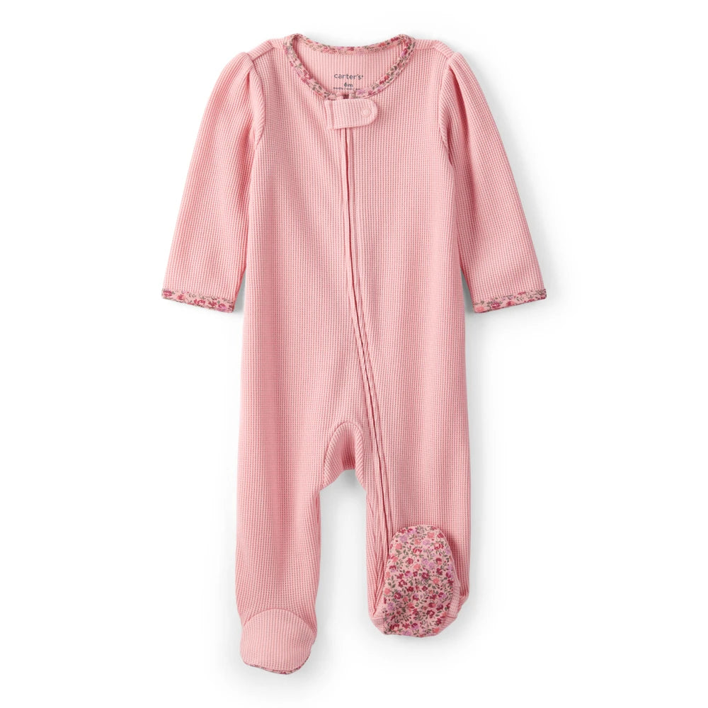 Grenouillère Texturée Bordure Fleurie Bébé Fille Carter's - Rose