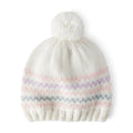 Baby Girl Carter's Striped Pom-Pom Beanie - White