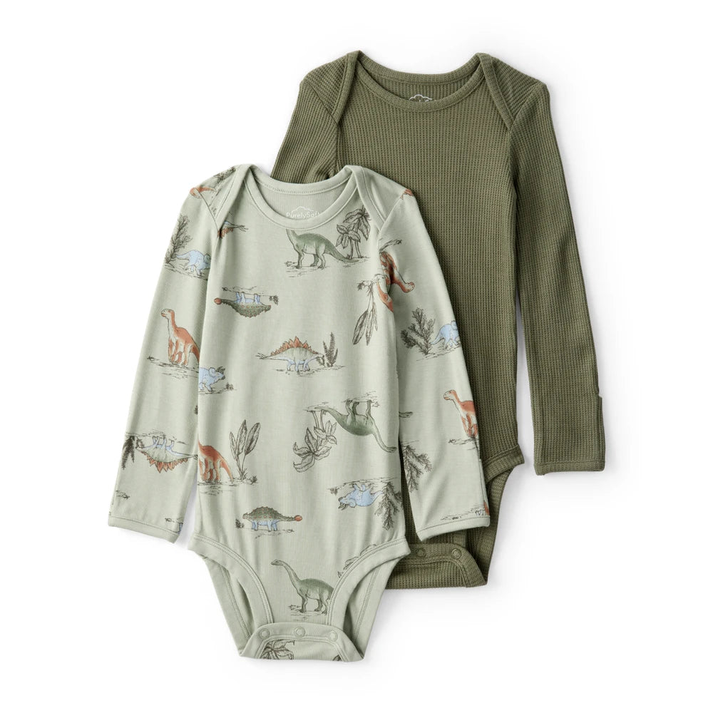 Lot de 2 Bodies à Manches Longues PurelySoft Dinosaures Bébé Garçon Carter's - Vert