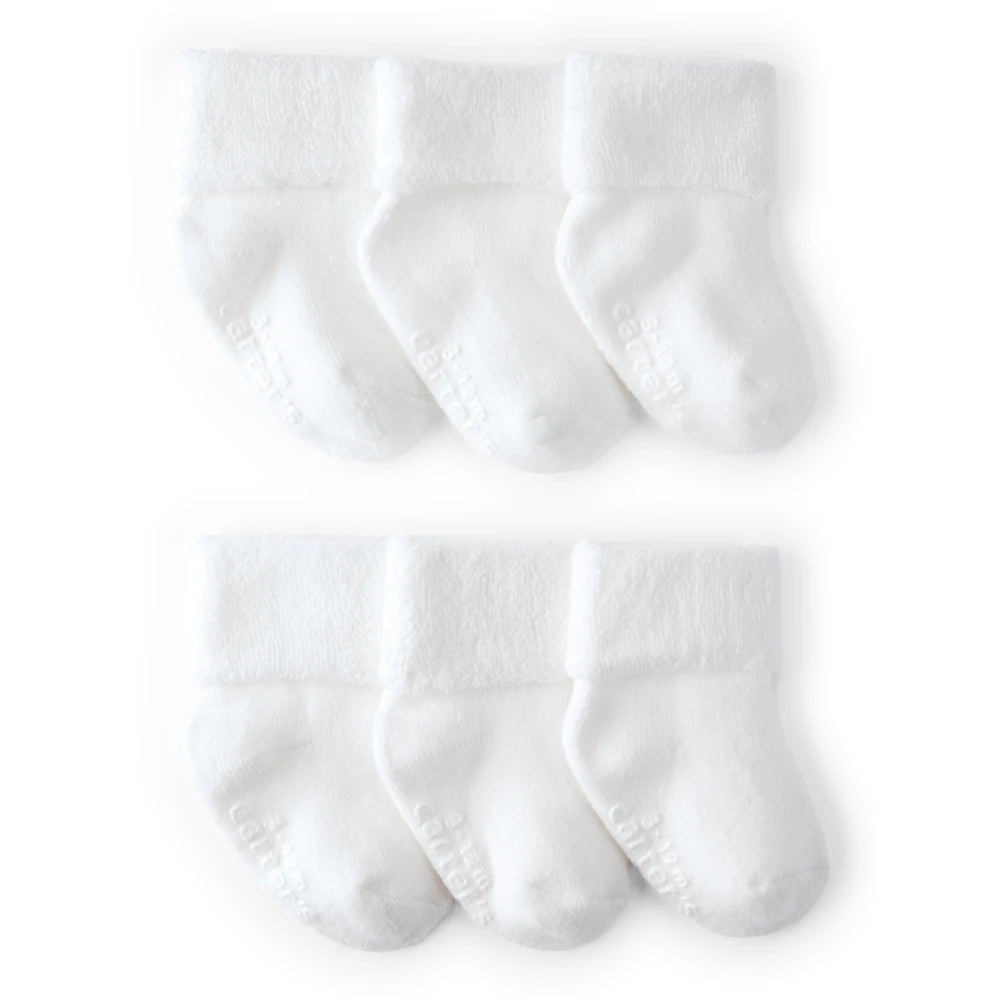 Lot de 6 Paires de Chaussons en Éponge Bébé Carter's - Blanc