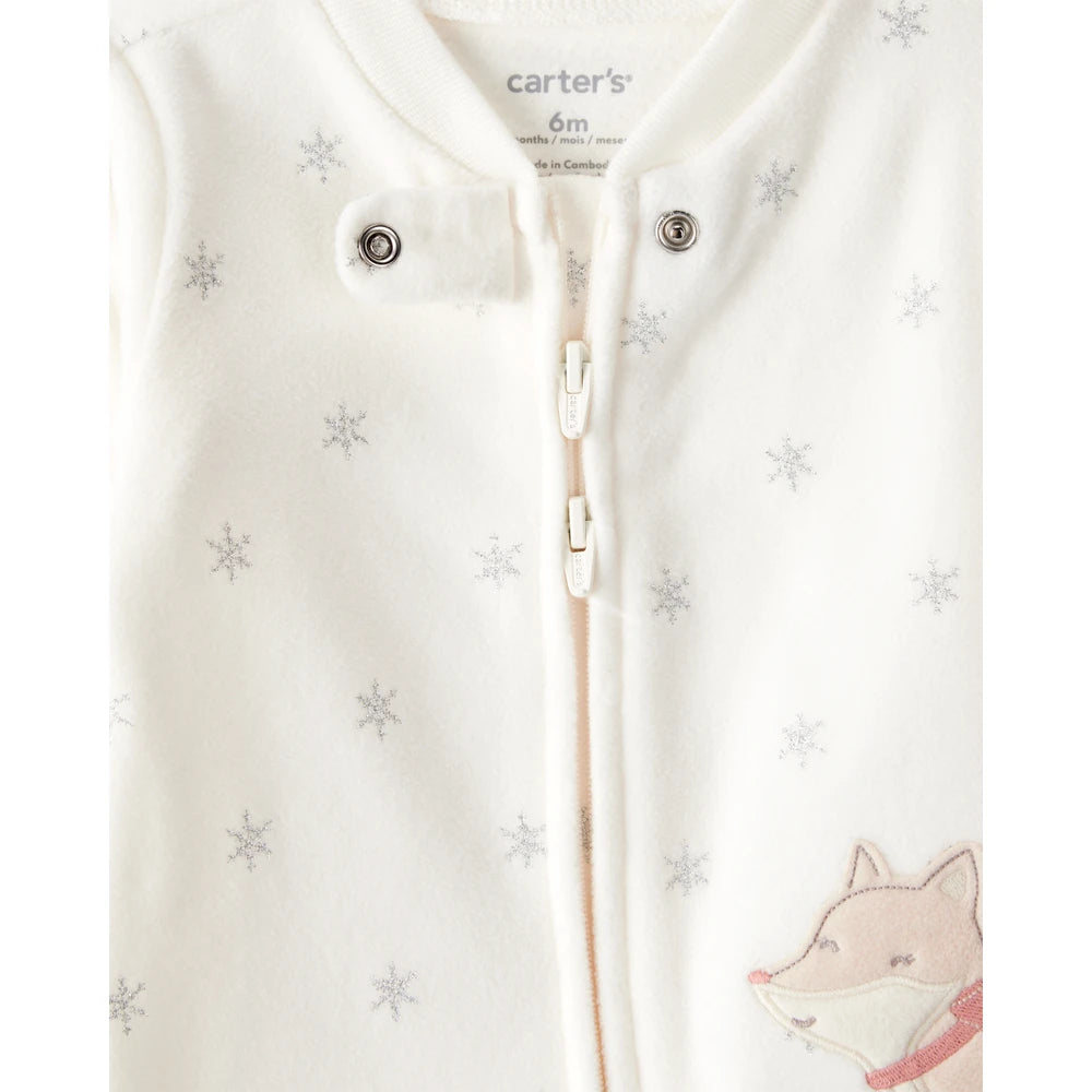 Grenouillère en Micropolaire Renard Bébé Fille Carter's - Blanc