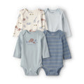 Lot de 4 Bodies à Manches Longues Safari Bébé Garçon Carter's - Bleu