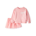 Girl Carter's Bow Top & Skirt Set - Pink