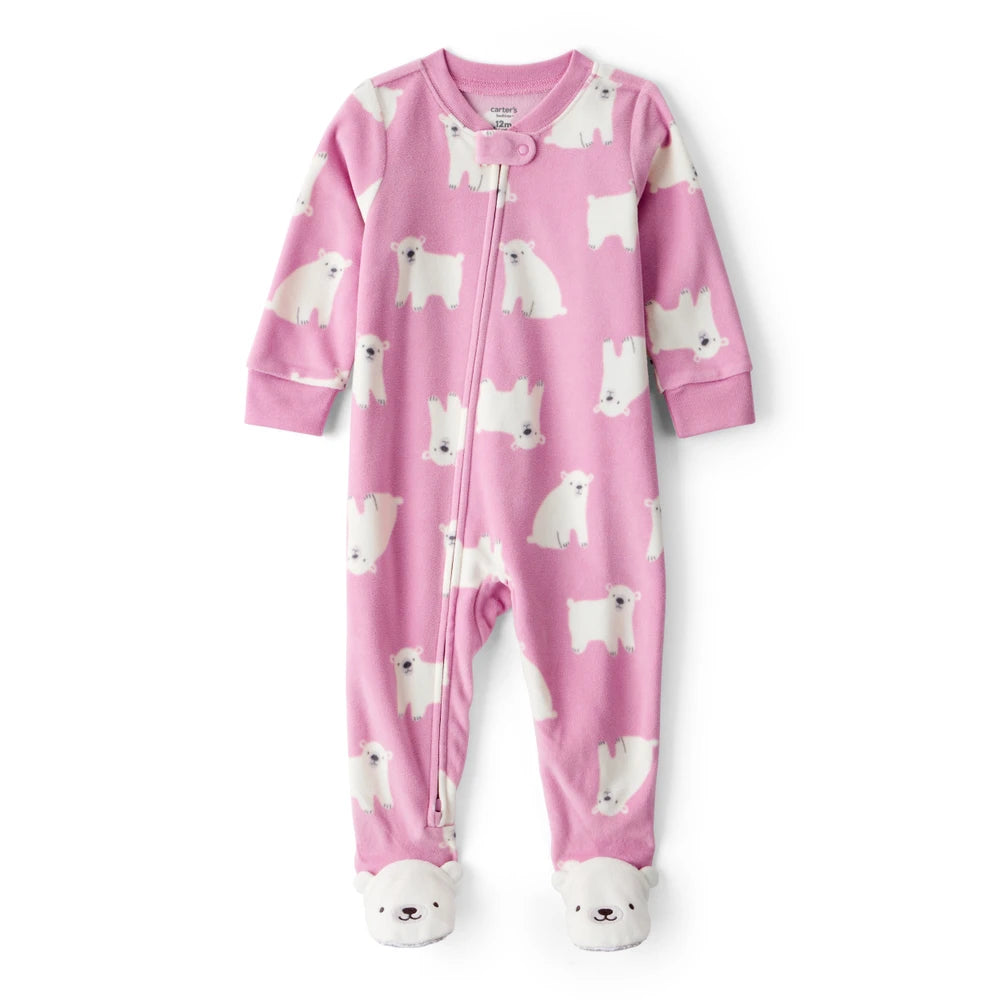 Pyjama 1 Pièce en Polaire à Pieds Ours Polaire Fille Carter's - Rose