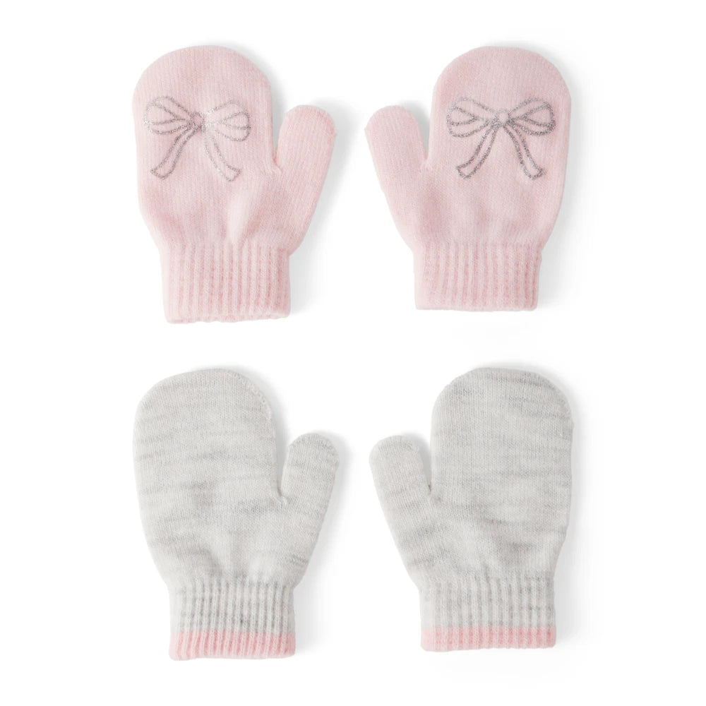 Moufles Antidérapantes Nœud Fille Carter's - Rose & Gris
