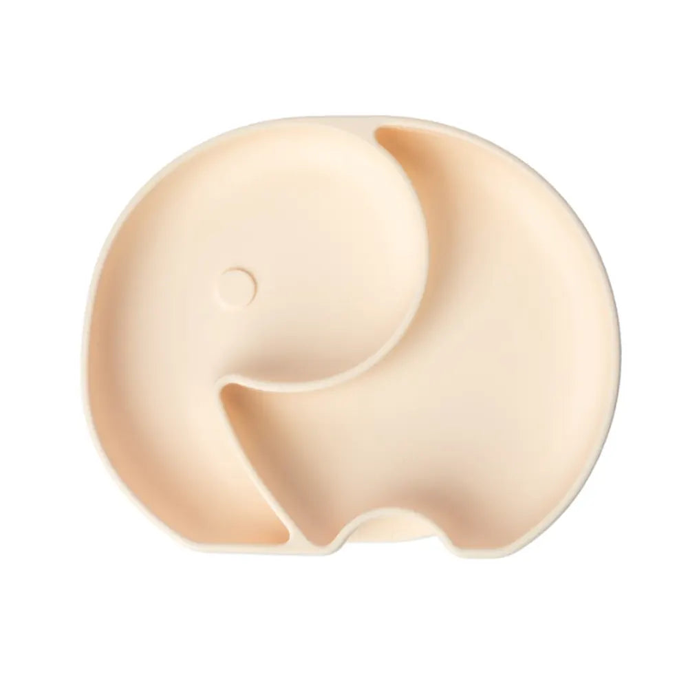 YUMMY Assiette Éléphant en Silicone avec Ventouse Crème – 4M+