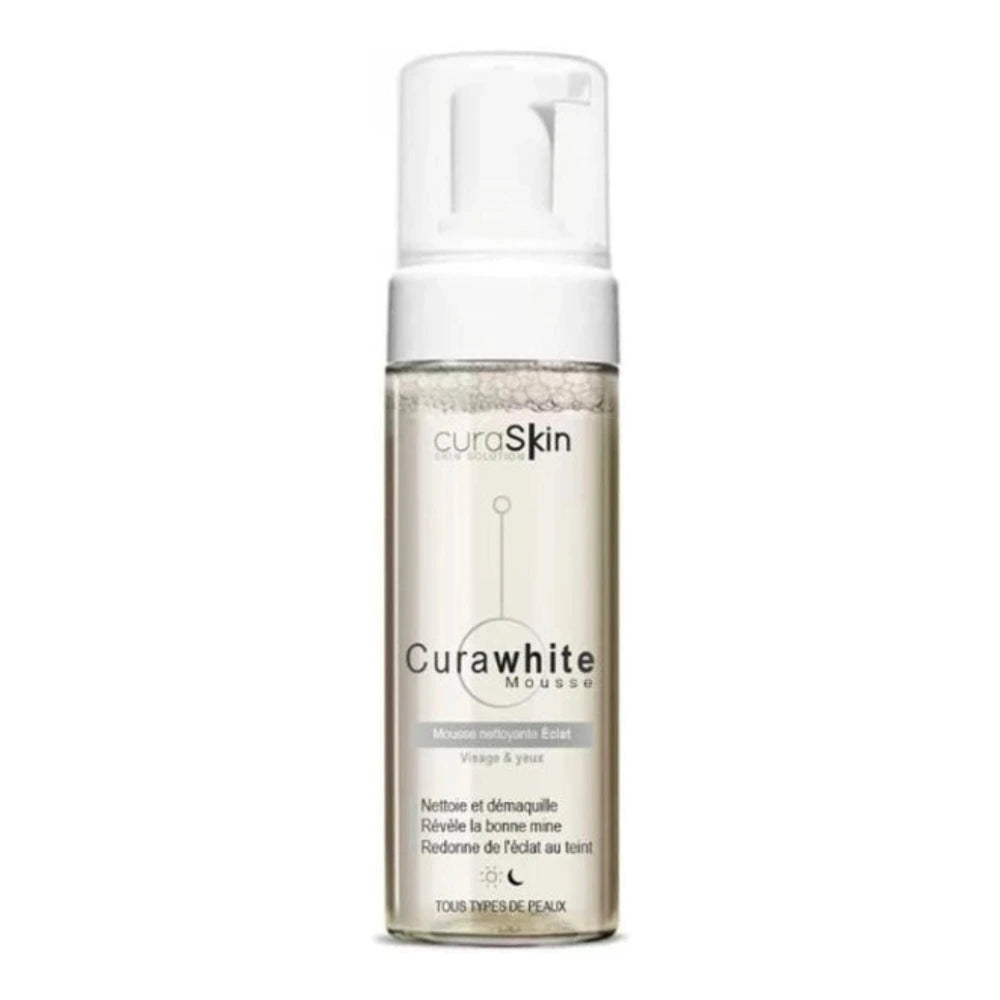 CuraSkin Curawhite mousse nettoyante éclat 150 ml – flacon vu de face