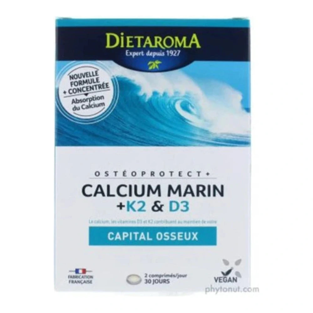 Dietaroma Calcium Marin + K2 & D3 – boîte de 60 capsules