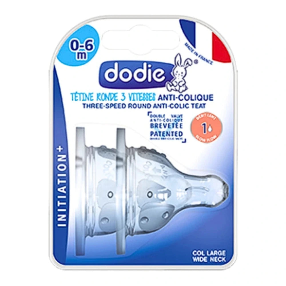 Tétine Dodie Initiation+ anti-colique débit 1, 0-6 mois