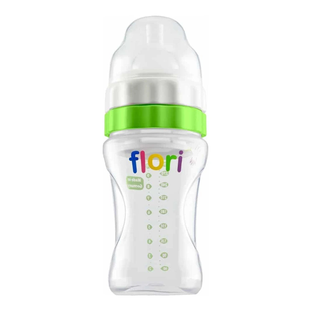 Biberon Flori Mix 300 ml vert avec réservoir à poudre