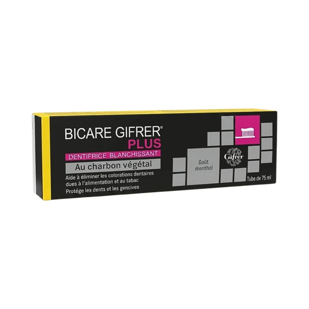 Gifrer Bicare Plus dentifrice charbon végétal 75 ml – tube et étui