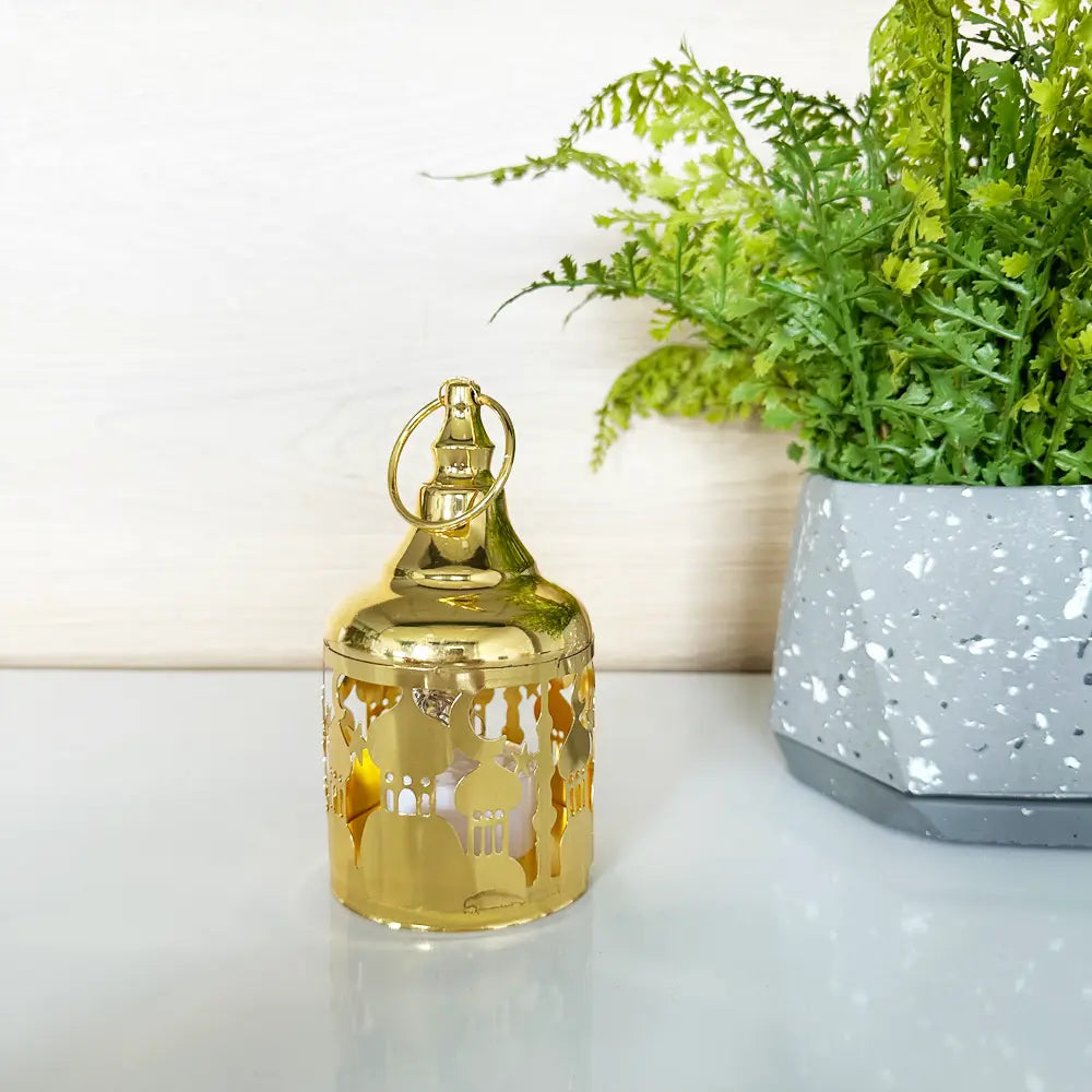 فانوس رمضان LED للديكور - ذهبي