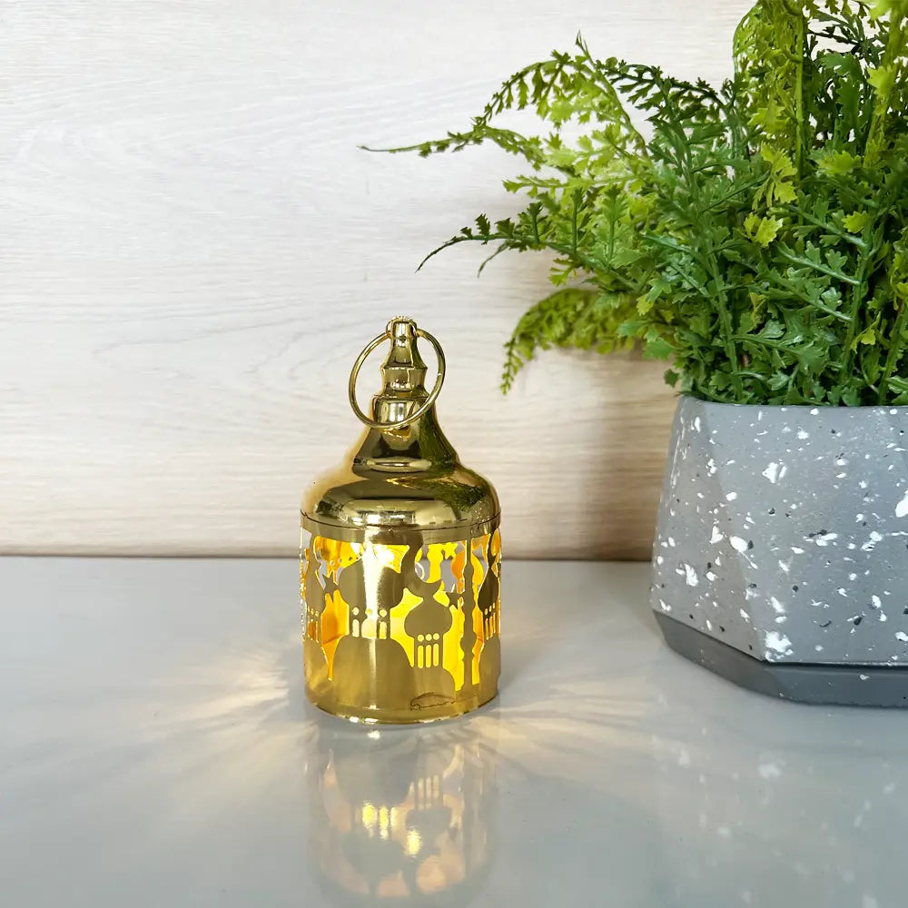 فانوس رمضان LED للديكور - ذهبي