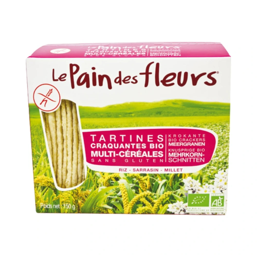Le Pain des Fleurs tartines craquantes multi-céréales sans gluten 150 g – paquet