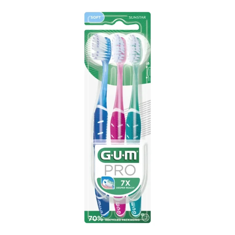 GUM Brosse à Dents Technique Pro Souple 525 – Pack Trio