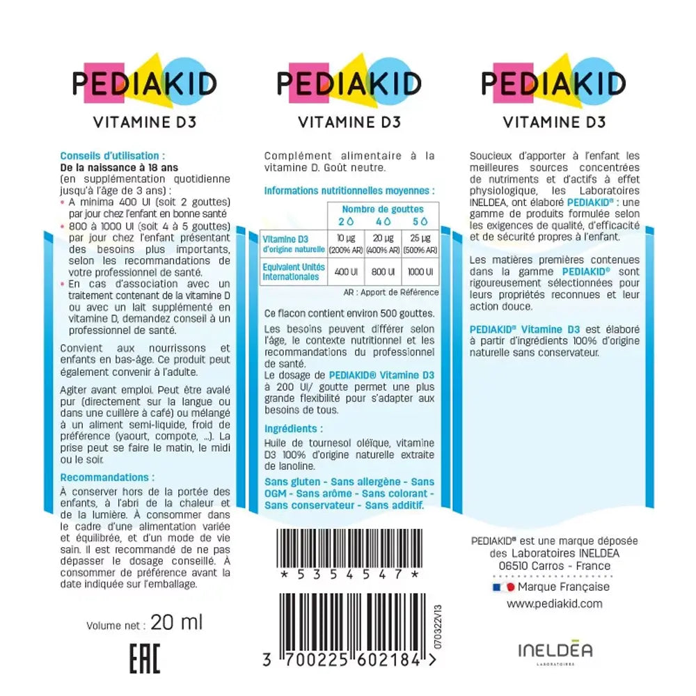 PEDIAKID Vitamina D3 - 20ml