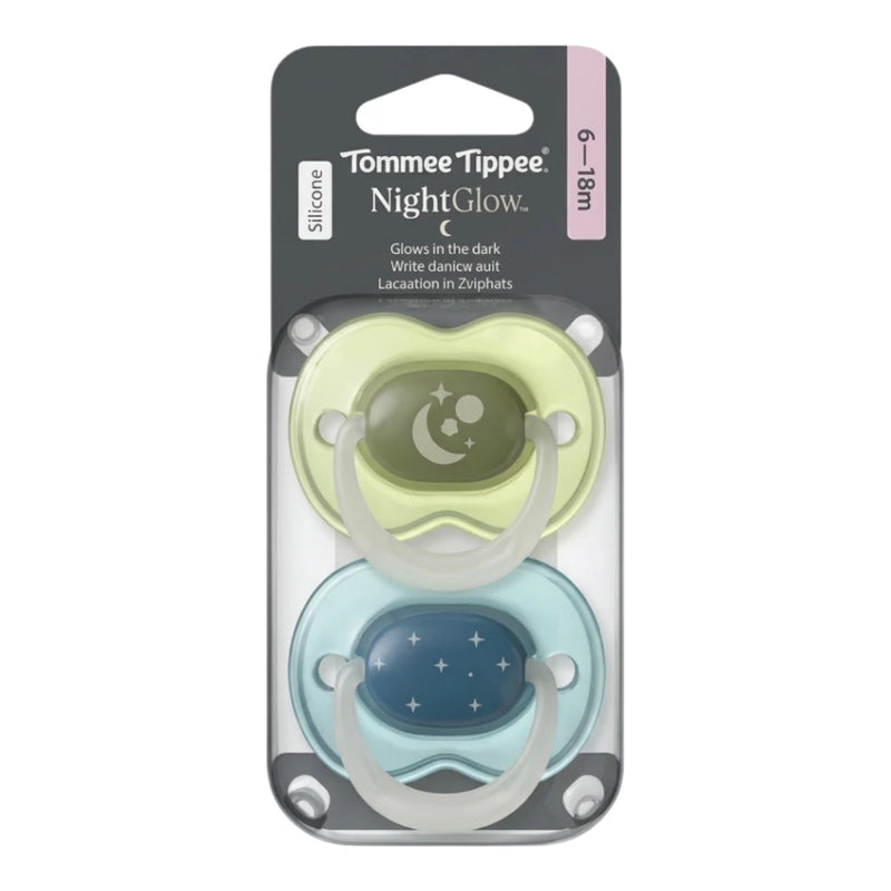 Tommee Tippee Night Glow Pacifiers 6-18 Months Pack of 2