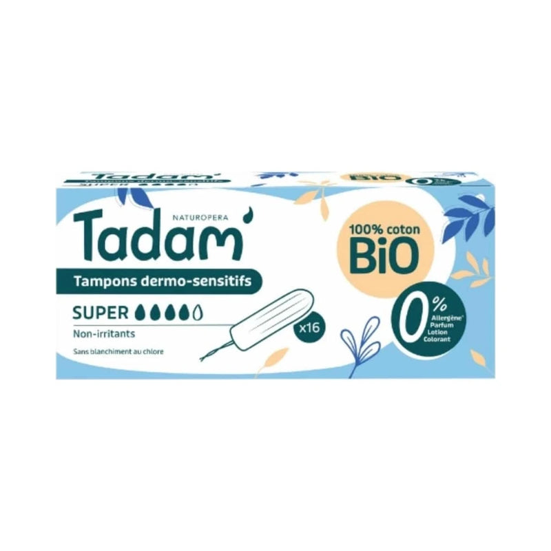 Tampones de algodón orgánico Tadam Super 16 unidades