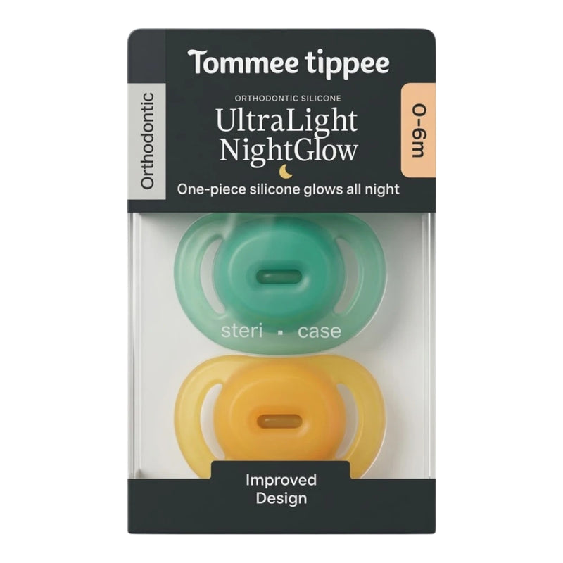 Tommee Tippee Night Glow Pacifiers 0-6 Months Pack of 2